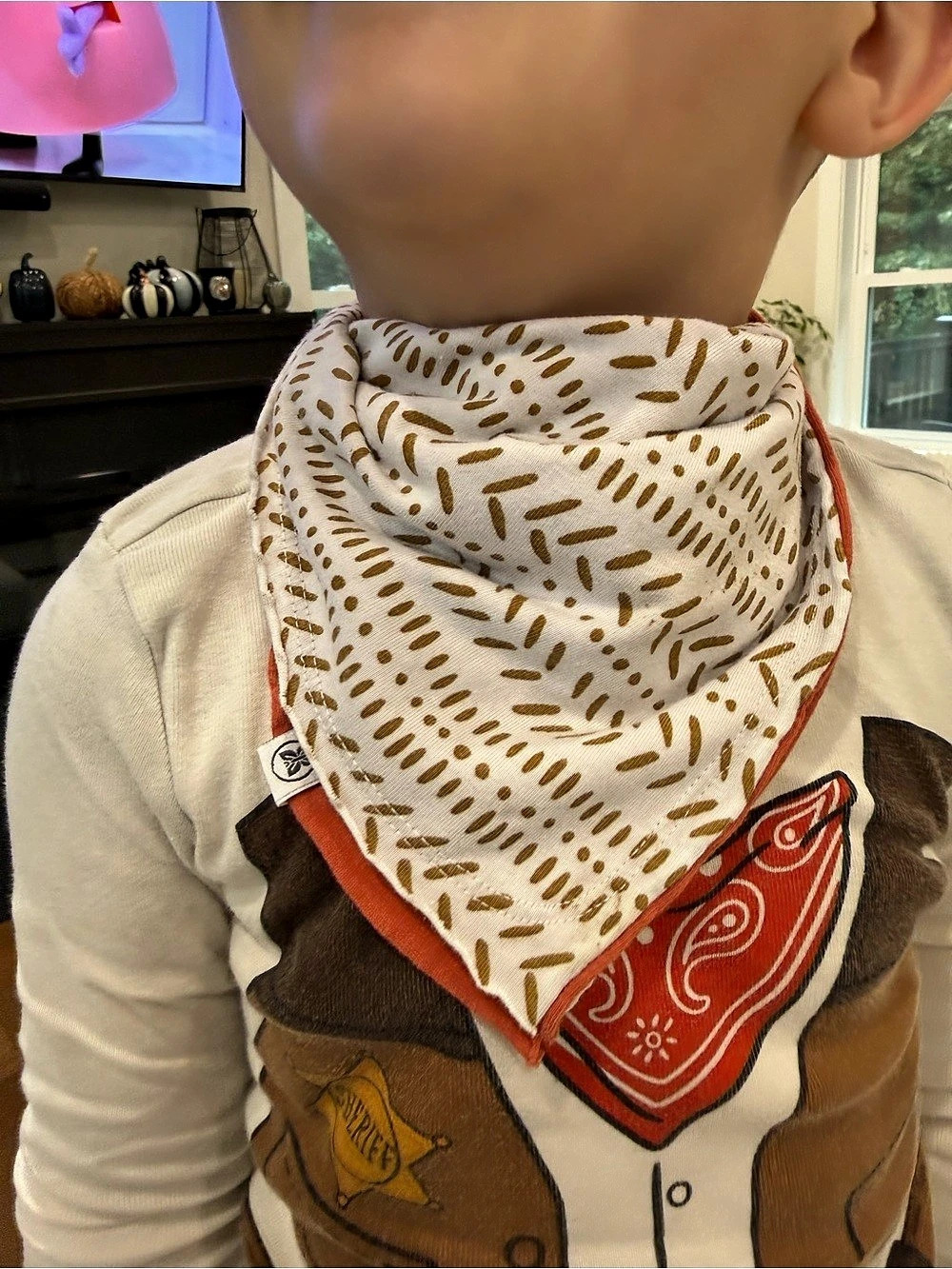HONEST Organic Cotton Baby Bib Set in White & Orange Like New pack of 5, reversi